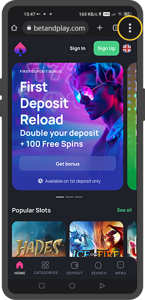 Install the Betandplay Casino App